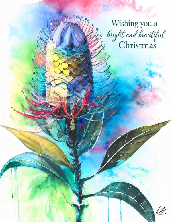 Das Art Australia Banksia bright and beautiful Christmas card