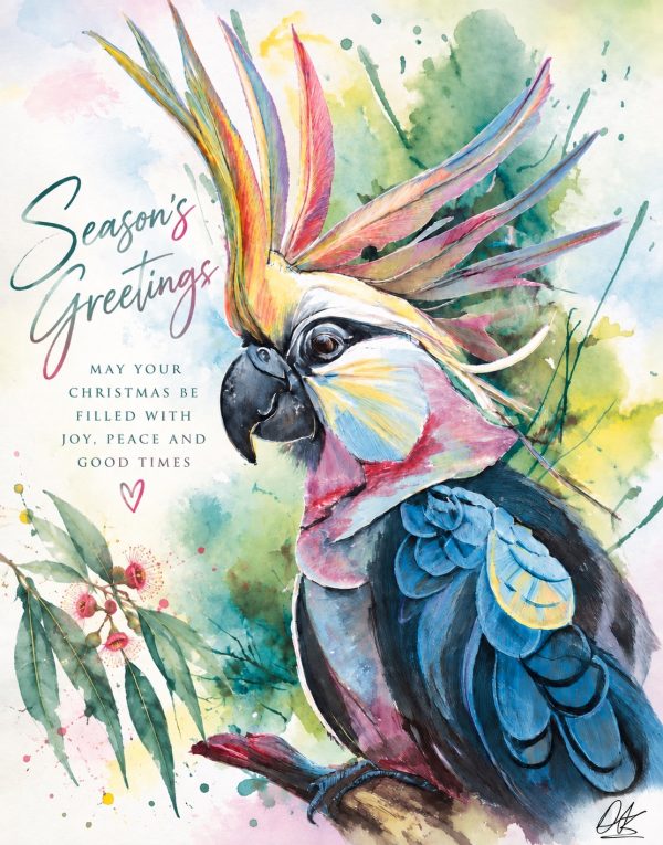 Das Art Australia Cockatoo Season's Greetings card