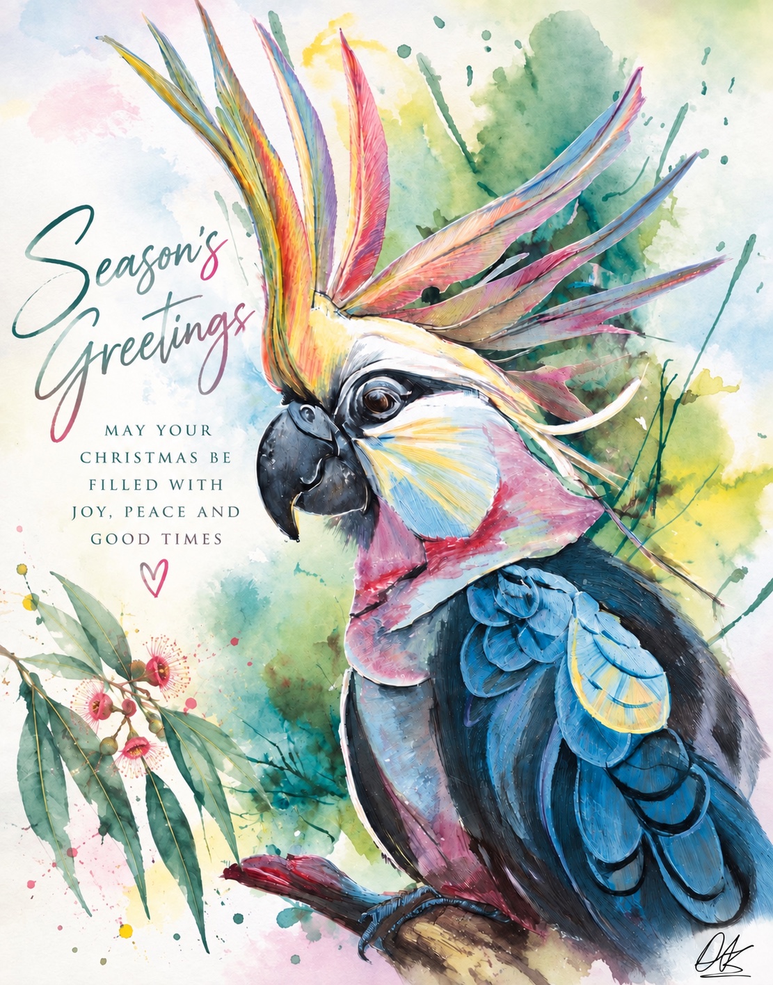 Das Art Australia Cockatoo Season's Greetings card