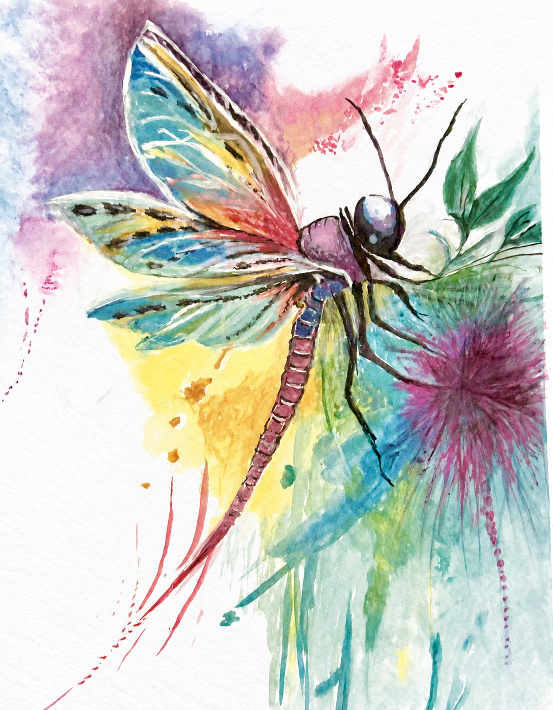 Original Dragonfly watercolour by Deb Anderwald
