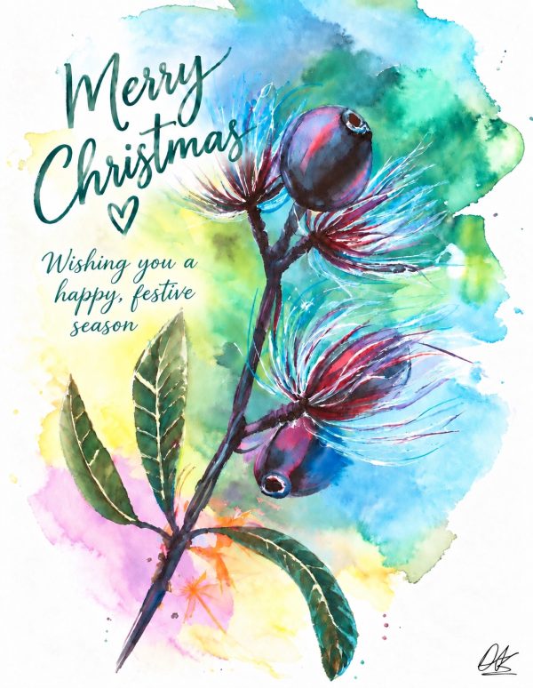 Das Art Australia Gum Blossom Merry Christmas card