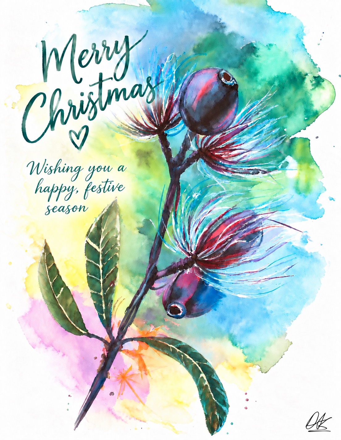 Das Art Australia Gum Blossom Merry Christmas card