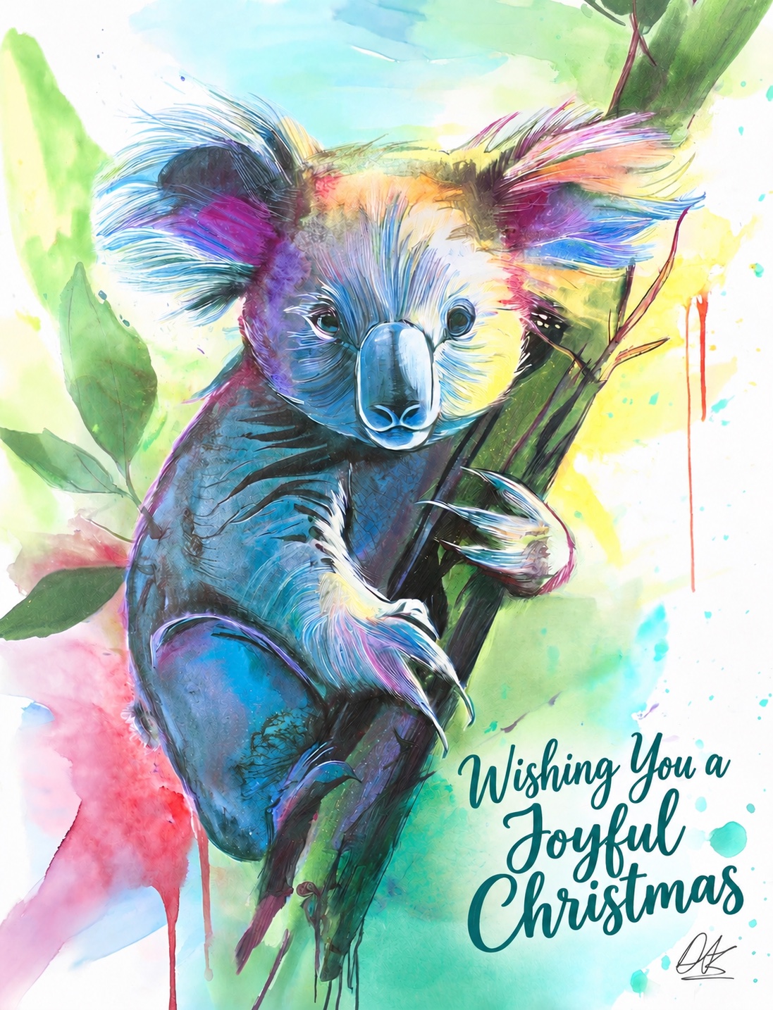 Das Art Australia Koala Wishing You a Joyful Christmas card